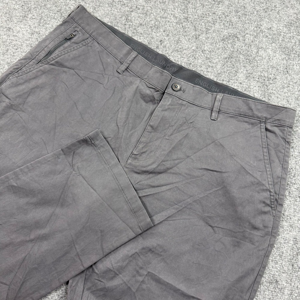 English Laundry Chino Pants 40x30 Grey Stretch Cotton Trousers Mens